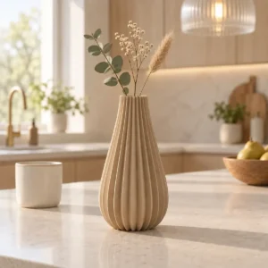 Vaso Decorativo Canelado Moderno Luxo Sala Escritório