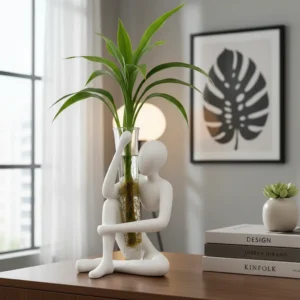 Vaso Decorativo Pensador Com Tubo De Vidro Para Plantas