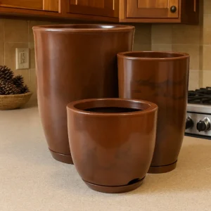 Kit 3 Vasos Para Plantas Polietileno Marmorizado Luxo