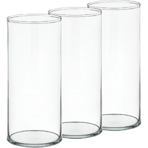 Kit Vaso Cilíndrico Tubo Vidro 22x9 Transparente Decoração