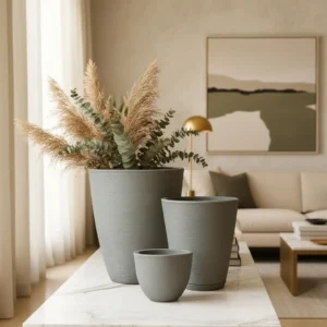Kit 3 Vasos Para Plantas Polietileno Grafiato Luxo