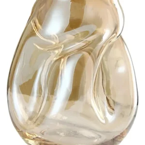 Vaso Pequeno de Vidro Grosso Âmbar – Design Irregular, Primeira Linha