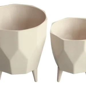 Kit com 2 Cachepots Decorativos Facetados com Tripé – Tamanhos M e G