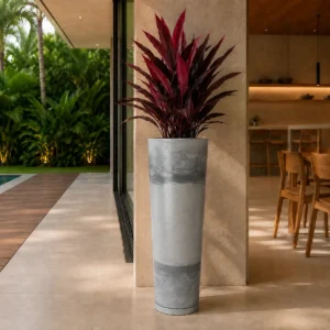 Vaso De Planta Grande Alto,Com Pratinho- Sala/ Jardim