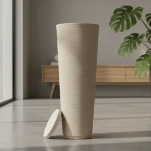 Vaso Decorativo Para Plantas 59cm Com Prato Coluna Ibiza