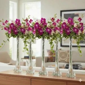 Kit 5 Solitário Vidro Para Flor Decoração Casa Enfeite Festa